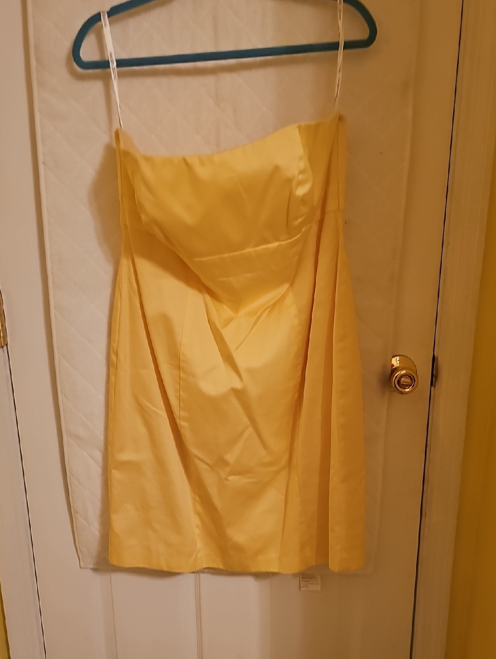 David's Bridal Strapless Bright Yellow Cocktail Dress